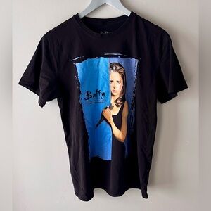 Buffy the Vampire Slayer Short Sleeve Black Graphic T-Shirt - Size L - Y2K